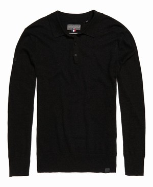 Superdry Orange Label Knitted Polo Férfi Ugró Szürke/Fekete | MFBXW6549